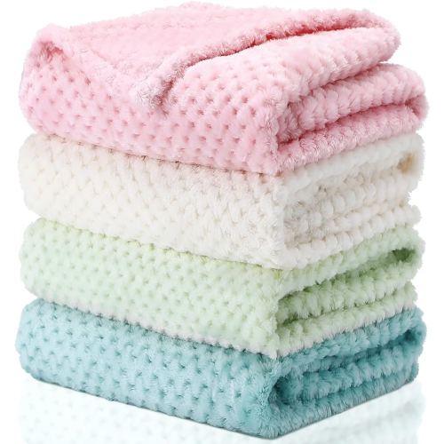 Frienda 4 Pcs Baby Fuzzy Blanket Fluffy Baby Blanket for Boys Girls Soft Warm Infant Newborn Toddler Receiving Nursery Bed Supplies, 32 x 24 Inch(Fresh Color)