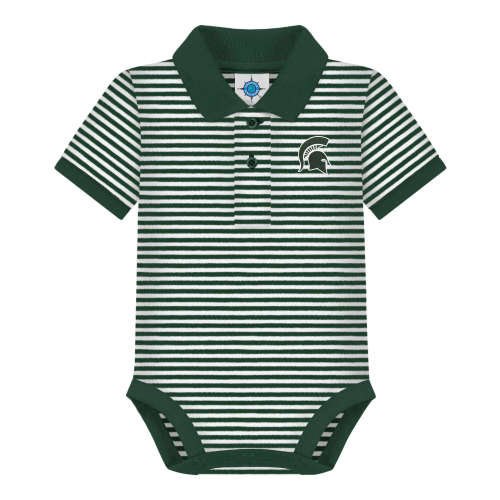 Michigan State Spartans Striped Polo Bodysuit | College Baby