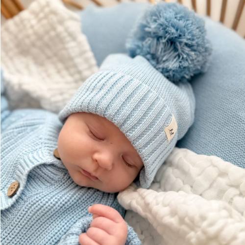 Luna + Luca Pom Beanie - Powder Blue
