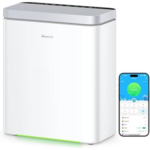 GoveeLife Smart Air Purifier for Home Large Rooms, Covers up to 1046 ft², PM2.5 Monitor, Sleep Mode, 3-in-1 Filter Air Purifier with App and Alexa Control for Pet Hair, Odors, Pollen and Smoke