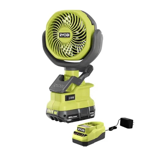 ONE+ 18V Cordless 4 in. Clamp Fan Kit with Compact Battery and Charger
