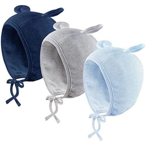 JANGANNSA Newborn Baby Hospital Hat Infant Set Head Cap Lovely Ears Belt Beanie 0-6Months