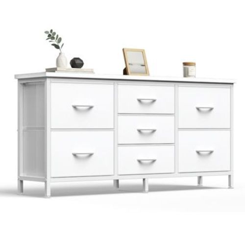 JIONJOY 7-Drawer Storage Cabinet, Moisture-Proof and Durable, Suitable for Storing Household Items, White