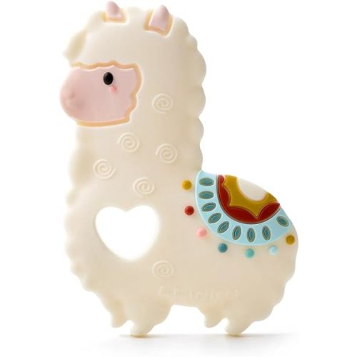 Loulou Lollipop Silicone Teether for Babies 4 Months and Up, Textured Teething Toy for Sore Gums, BPA-Free Food-Grade Silicone, Easy to Hold, Dishwasher & Freezer Safe, Llama