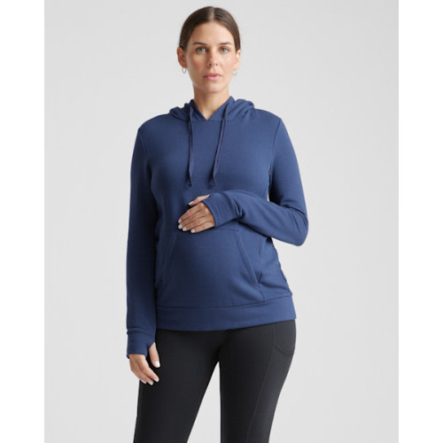 SuperSoft Fleece Maternity & Nursing Hoodie in Heather Grey