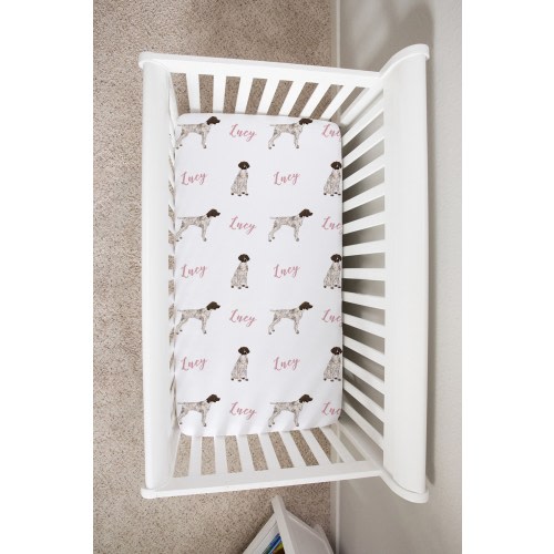 Custom Crib Sheet, GSP Changing Pad Cover, Personalized Baby Crib Sheet for Boys Girls, German Shorthaired Pointer Newborn Baby Shower Gift