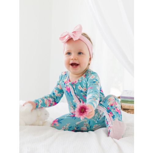 Ruffle One Piece Footie Pajama, Bamboo Viscose