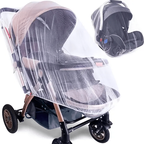 Durable Baby Stroller Mosquito Net (2 Pack) - Universal Elastic Edge Mesh Cover for Bassinets, Cradles, Playards, Car Seats & Mini Cribs | Breathable Travel Essential Newborn Protection (White)