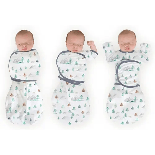 SwaddleDesigns 6-Way Omni Swaddle Sack® Arms Up Swaddle for Newborn, More Options to Calm Startle Reflex, Improves Sleep, Easy Transition Baby Sleep Sack, Sm, 0-3 Month, Watercolor Mountains & Trees