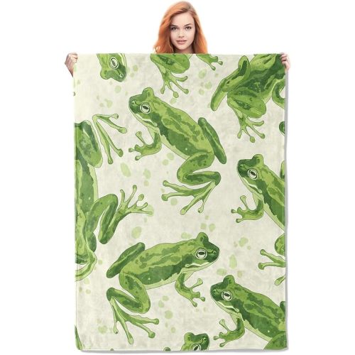 Frog Blanket Gifts for Adults Kids Women Girls Soft Warm Lightweight Cozy Green Animal Frogs Throw Blankets for Bed Sofa Couch Living Room Decor 50x40in