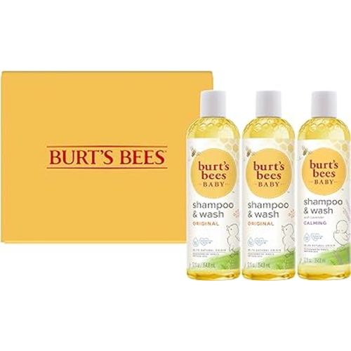 Burt's Bees Baby Shampoo and Body Wash Bundle, 2 Original and 1 Calming with Lavender Tear Free Baby Soap, 12 Fl Oz , 3 Count