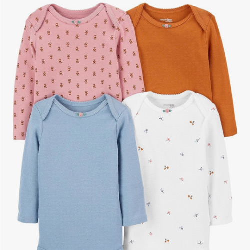 Simple Joys by Carter's Baby-Girls 4-Pack Long-Sleeve Pointelle Bodysuits