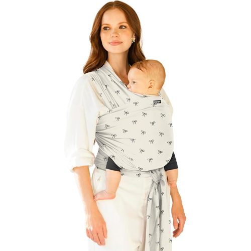 Moby Baby Wrap Carrier Classic for Newborns to Toddlers (8-33lbs), Infant Sling Carrier, Lightweight & Hands Free Design, Adjustable for All Body Types (Belles & Bows)