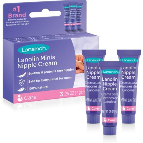 Lansinoh Lanolin Nipple Cream for Breastfeeding, 3 Mini Tubes of 0.25 oz