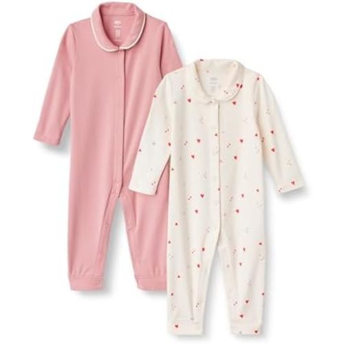 Amazon Essentials x Sofia Grainge Unisex Babies' Cotton Footless Sleepsuit, Pack of 2
