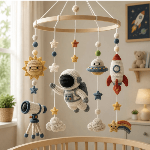 Space baby mobile