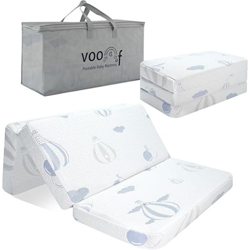 Trifold Pack and Play Mattress - 38"x26" Pack N Play Mattresses Pad with Breathable Removable Cover - High Density Foam Foldable Portable Baby Crib Mattress 1.5"