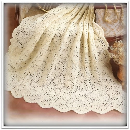Lace Afghan Crochet Blanket Pattern (PDF)
