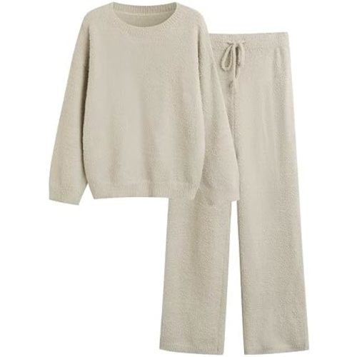 Lounge Sets for Women 2 Piece Fuzzy Fleece Pajamas Long Sleeve Oversized Lounge Set 2025 Fall Winter Trendy