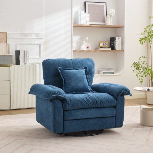 Everly Quinn 360° Swivel Chenille Accent Chair Upholstered Single Sofa With Lumbar Support Pillow | Wayfair