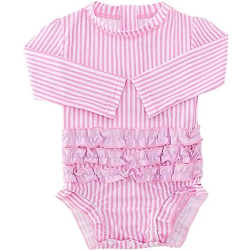 BFUSTYLE Baby Girls Swimsuit Ruffle Rash Guard Toddler Long Sleeve Swimwear with Zipper 3-24 Months