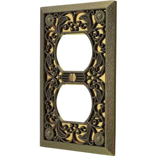 Amerelle 65DAB Filigree Wallplate, 1 Duplex, Antique Brass