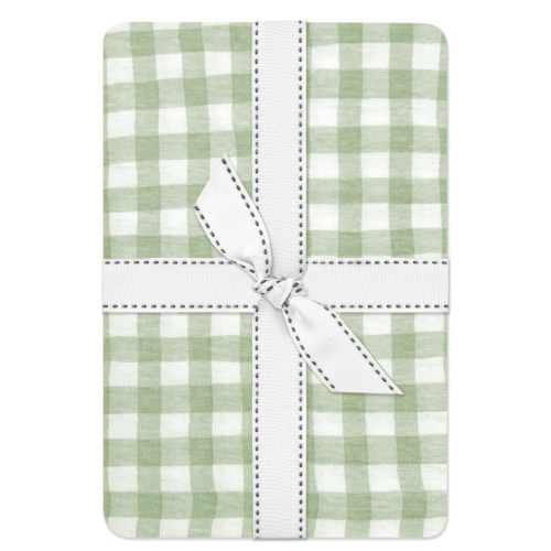 Butterblu Frankie Fitted Crib Sheet 100% Organic Cotton for Baby & Toddler Mattress, Breathable for Boys & Girls, Sage Check, One Size
