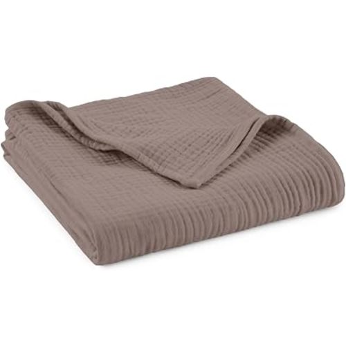 100% Cotton Organic Muslin Baby Swaddle Blanket GOTS & Fairtrade Certified Organic Cotton - Couch Living Room and Bedroom Decor - 4 Layer Super Soft and Cozy (Moon Rock, Baby)