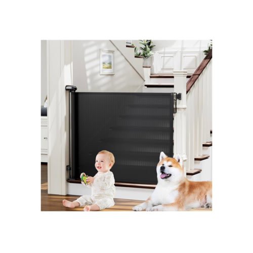 probebi Retractable Baby, Child & Dog Gates for Stairs, Extends to 54" Wide 34" Tall, Use for Outdoor, Indoor, Hallways, Doorways, Deck, Porch, Black