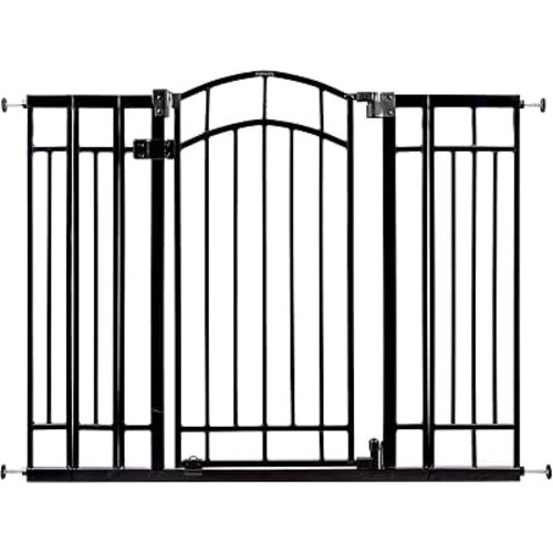 Ingenuity Multi-Use Decorative Extra Tall Walk-Thru Baby Gate, Fits Openings 28.5-48 Inch (Pack of 1), Black Metal, for Doorways and Stairways, 36' Tall Baby and Pet Gate, Black, One Size