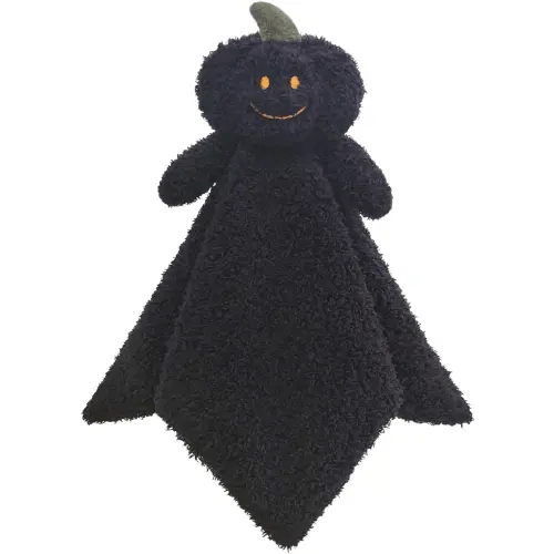 Baby Black Pumpkin Soft Stuffed Animal Security Blanket, Plush Pumpkin Character Lovey Blanket, Baby Shower/Nursery Gift, Newborn Infant Toddler Snuggle Blankie for Boys Girls, 14 Inches