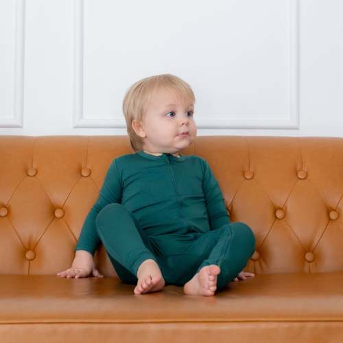Zippered Romper in Emerald | Romper Pajamas | Kyte Baby