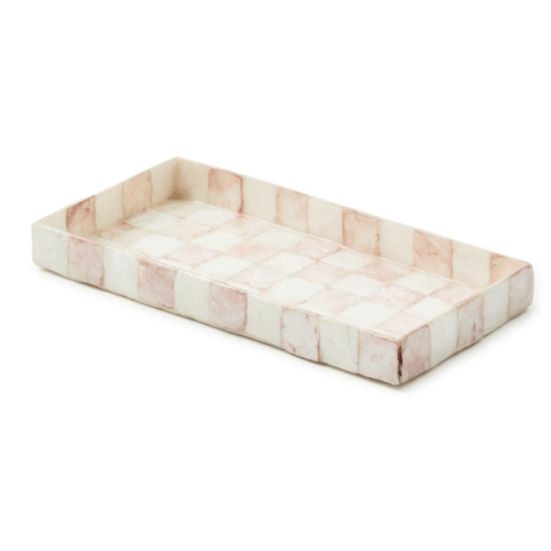 MacKenzie-Childs | Rosy Check Capiz Vanity Tray