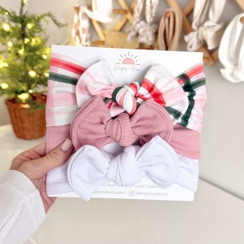Sugarplum Dreams | Holiday Baby Bow Bundle (Top Knot, 4+ Months)