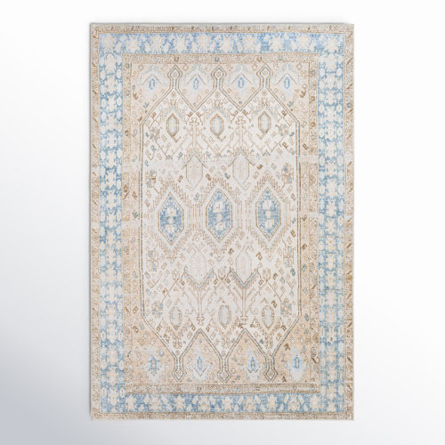 Joss & Main Jivika Oriental Blue/Wheat/Cream Area Rug & Reviews | Wayfair