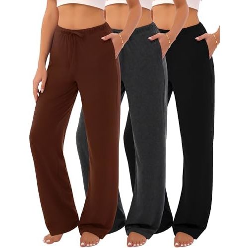 3-Pack Womens Pajama Pants with Drawstring Comfy Sleep