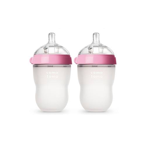 Comotomo Set of 2 Baby Bottles, Pink