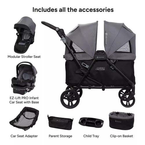 Journey All-in-One Stroller to Wagon Travel System with EZ-Lift Pro Infant Car Seat - Cosmic Black