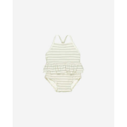 Ruffled One-Piece Swimsuit || Mint Stripe