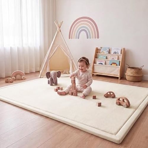 1.3" Thick Baby Play Mat for Floor,39x59 Memory Foam Tummy Time Mat