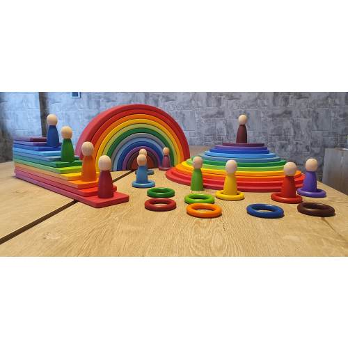 Large Wooden Rainbow Stacker | Montessori & Waldorf Educational Toy | Grimms Style Open-Ended Learning Gift