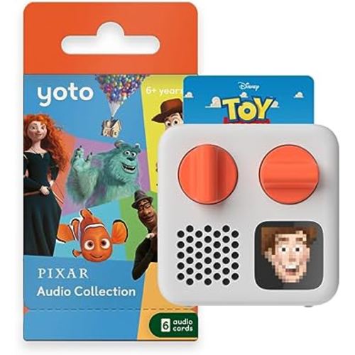 Yoto Mini (2024 Edition) + Disney Pixar Bundle – Kids Screen-Free Bluetooth Audio Player, All-in-1 Travel Device for Stories Music Podcast Radio White Noise, Use as Speaker or with Headphones