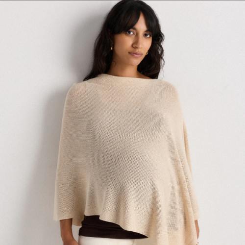 Lightweight Cotton Cashmere Nursing Shawl in Heather Oatmeal