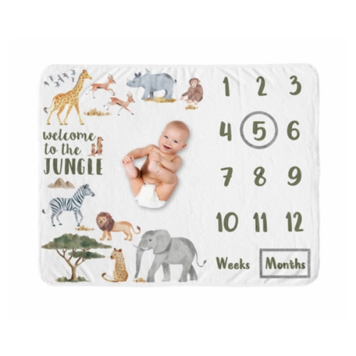 Jungle Collection Monthly Milestone Baby Blanket