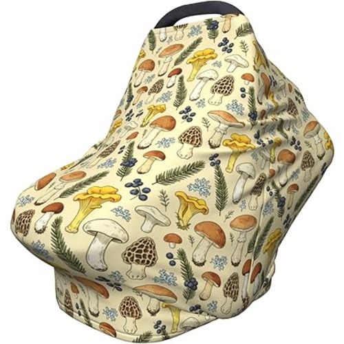 Mushroom Baby Car Seat Canopy Cover Baby Stuff, Nursing Breastfeeding Covers Infant Carseat Cover for Boys and Girls Newborn Shower Gifts