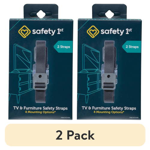 (2 pack) Safety 1st TV & Furniture Safety Straps, Black, Toddler