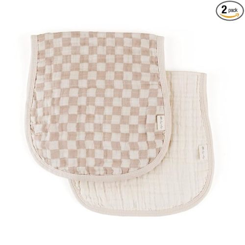 Itzy Ritzy Set of 2 Baby Burp Cloths – Ultra-Soft Absorbent Burping Cloths for Babies - Made of 100% Cotton Muslin & Generously Sized with Trendy Coordinating Prints – Machine Washable (Checkerboard)
