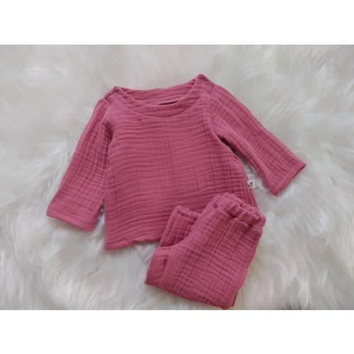 Muslin Baby Clothes Set: Cotton Top and Pants, Unisex Toddler Outfit