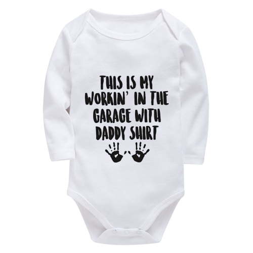 This Is My Workin' In The Garage With Daddy Shirt Plain Baby Romper Long Sleeve Baby Boy Newborn Outfits for Hospital White