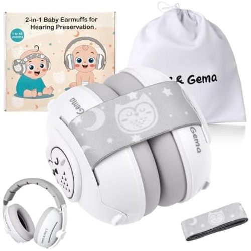 Lilian&Gema 2-in-1 Baby Ear Muffs Noise Protection, Noise Cancelling Headphones for Baby & Toddler up to 4 Years